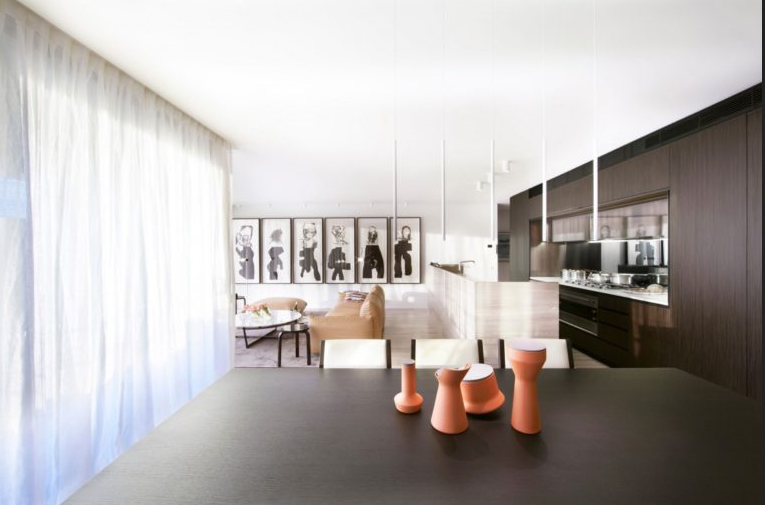 Open Kitchen with Curtains Open Kitchen with Curtains