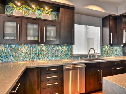 Multicoloured Subway Kitchen Backsplash 