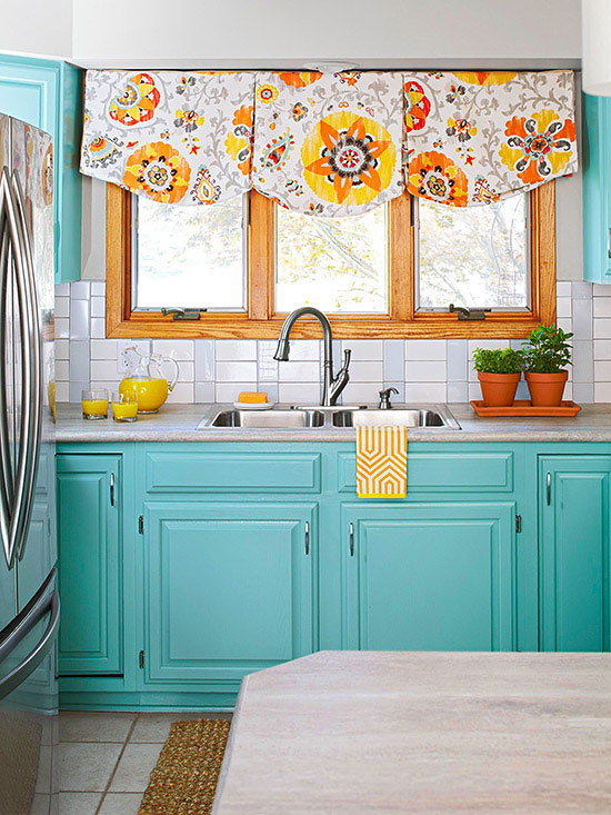 White and Blue Subway Tile Backsplash 