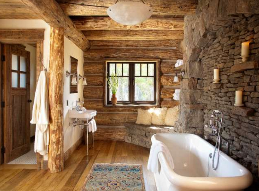 Bathroom Log Cabin House