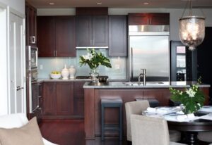 Modern Cherry Kitchen Cabinet With Flat Panel