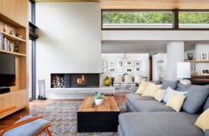 White Brick Wall Surfaces for Fireplace